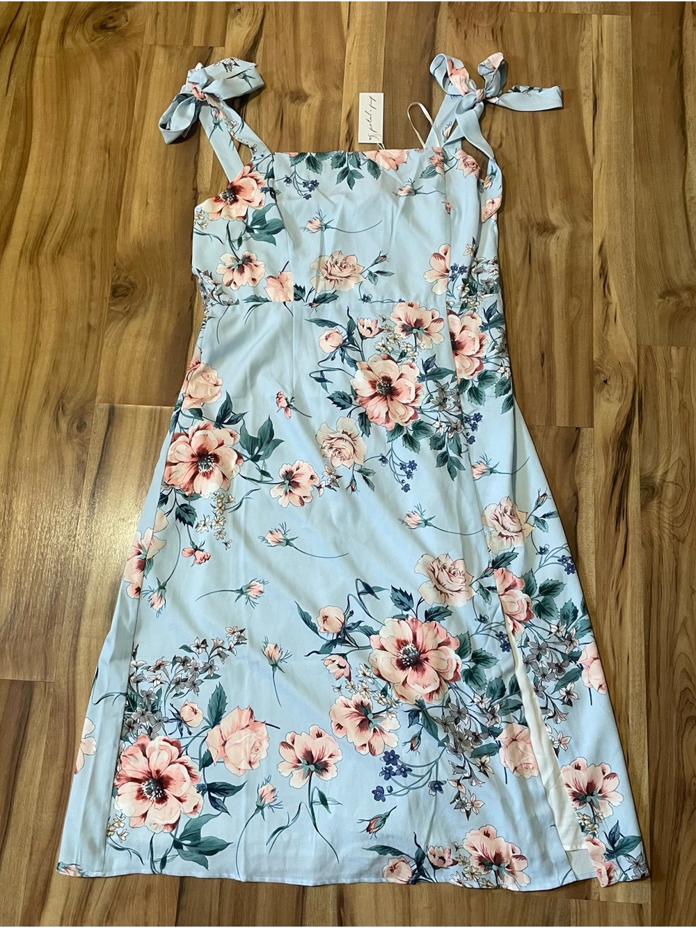 NWT Petal & Pup Laurel Midi Dress Blue Floral Size 14 Square Neck Tie Strap